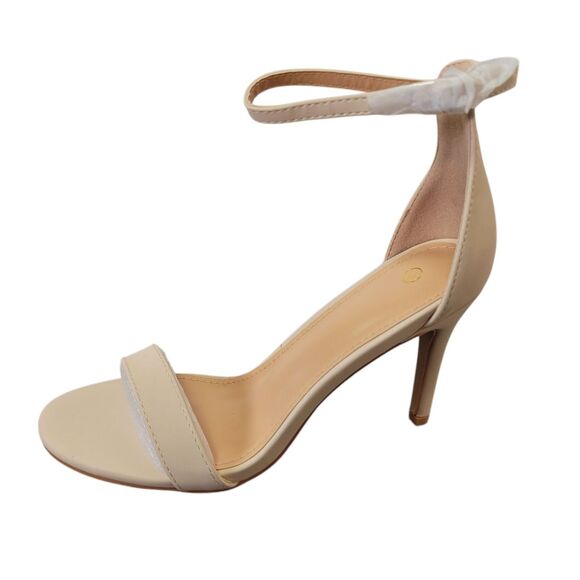 Women's Solid Color Nude Suede Ankle Strap High Stiletto Heel Sandals Size 6.5 - Picture 4 of 14
